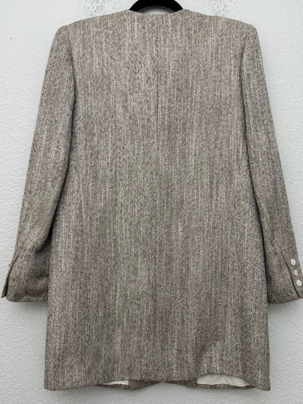 Vintage Christian Dior The Suit Longline Blazer Size 8 Rayon Linen Neutral USA - Picture 7 of 14